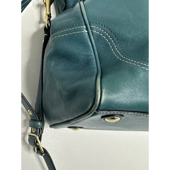COACH BAG PURSE DOUBLE HANDLE DOUBLE ZIPPER SATCHEL TURQUOISE Satchel - Picture 7 of 14